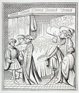 Een getrimd hemelbed met gordijnen, 1873